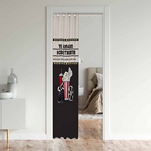 Movie Theater Door Curtain for Doorway Privacy Movie Night Closet Door Cover Curtain for Bedroom Living Room Popcorn 30%-50% Room Darkening Blackout Insulated Thermal Curtain 132x203cm 1 Panel - Image 3