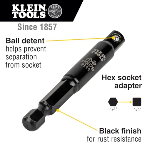 Image of Klein Tools 66079 Impact Flip Socket Adapter, Small 1 /4 to 1 /4 -Inch Hex Adapter, Use with Klein Tools Flip Impact Socket Set 66070