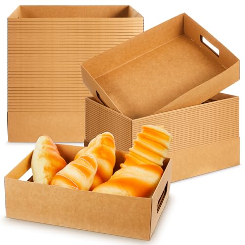 LemonRoad 50 Pack Kraft Cardboard Food Trays Sturdy...