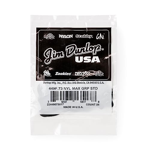 JIM DUNLOP - 449F073 24er-Pack Max-Grip Nylon Standard Plektren 0,73 mm, grau