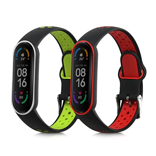 Correa Amazfit Band 7 Vancle 2 Pulseras Compatibles Con Xiaomi Mi Band 6/Xiaomi Mi Band 5/Amazfit Band 5 Pulsera Para Mujer Y Hombre, Correa De Silicona Original Clásica Deportiva Pulsera Xiaomi Mi Band 7