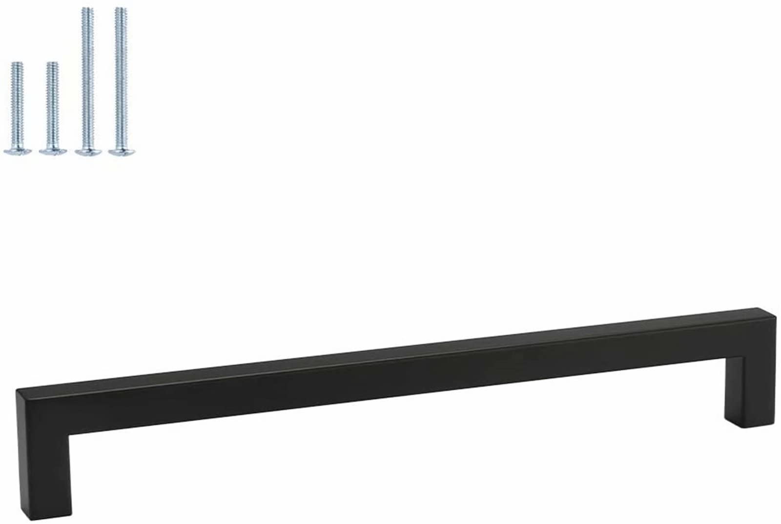 Poignées de meuble de salle de bain carrées noires en acier inoxydable lot de 20 entraxe 192 mm