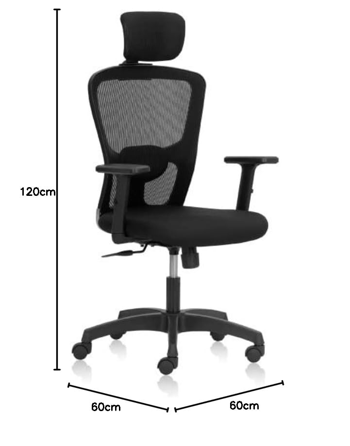 Image of Fluid Basics - High Back Ergonomic Chair with Mesh Back & Adjustable Arms - Black