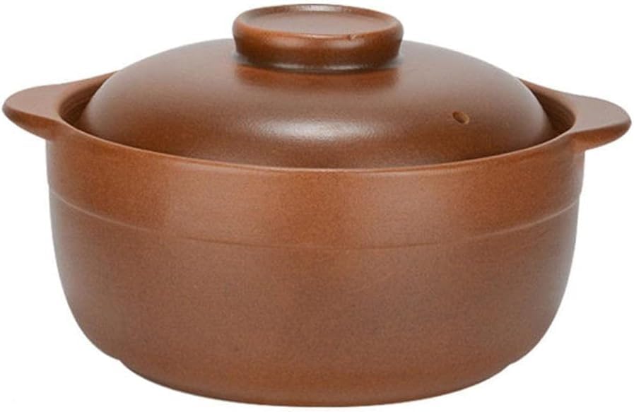 Cacerola con tapa, olla de arcilla de tierra antigua para fuego abierto, cerámica