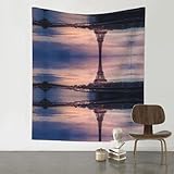 Eiffelturm 152,4 x 129,5 cm gemusterter Wandteppich, dekorativer Wandbehang, kann als Wanddekoration, Picknickdecke oder Teppich verwendet werden.