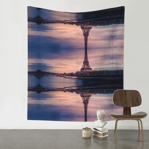 Eiffelturm 152,4 x 129,5 cm gemusterter Wandteppich, dekorativer Wandbehang, kann als Wanddekoration, Picknickdecke oder Teppich verwendet werden.