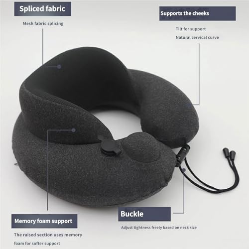 Coussin de nuque gonflable réglable et confortable avec mousse intégrée - 5