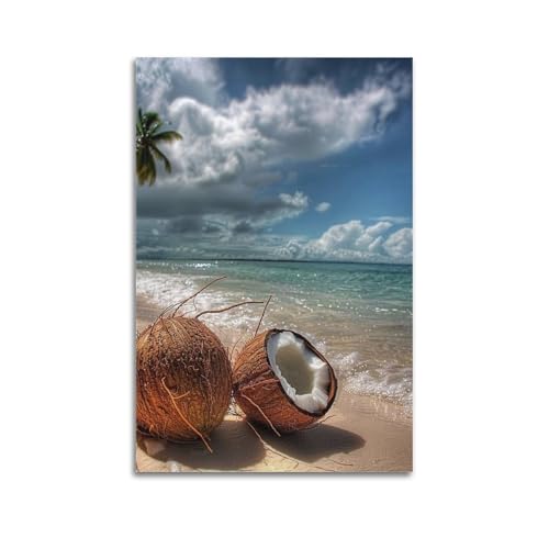 Poster de prestige fruits et noix de coco 60x90cm toile artistique moderne