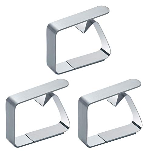 SOLUSTRE 3 Piezas Pinza para Mantel de Acero Inoxidable Ajustable Pinzas para Sujetar Manteles Banquetes de Hotel