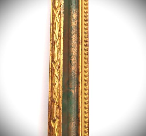 Artecentro cornice dorata lavorata classica per quadri -dipinti su tela - oro/colore con o senza passepartout in legno-varie misure (50 x 70, oro/verde)