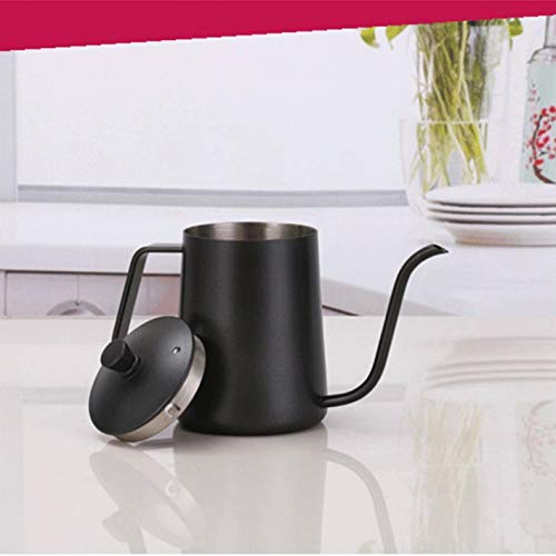 SKREOJF Espesar Negro de Acero Inoxidable Cafetera Goteo Hervidor Barista del oído Que cuelga del Cuello de Cisne Tetera… - Imagen 5