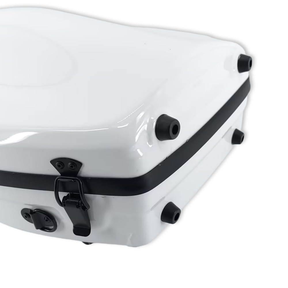 Custodia rigida leggera per viola in fibra di vetro per dimensioni da 16" a 16,5", custodia rigida per viola con spalline, 2,68 kg, guscio impermeabile (bianco)