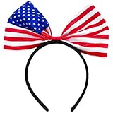Toivexa アメリカ国旗 カチューシャ ヘッドバンド 建国記念日 シルクリボン 結び目 ヘアフープ パーティー アクセサリー 女性 女の子 記念品 装飾