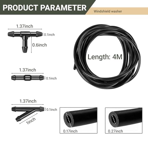 image for YYTQP Windshield Washer Hose Kit, 4 Meter Washer Fluid Hose with 12 Pc