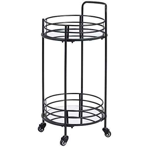Firstime & Co.® Black Joliet Round Bar Cart, American Designed, Black, 16 X 16 X 33.5 Inches #TOP1