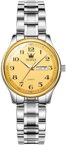 OLEVS Men's Casual Fashion Waterproof Gold Stainless Steel Band Quartz Gold Watches Gifts for Men