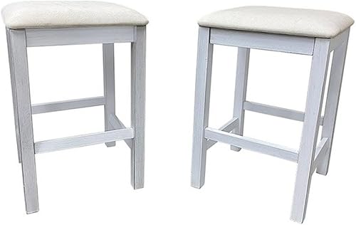 Carolina Classic Juego de 2 taburetes Tristan sin respaldo en blanco antiguo