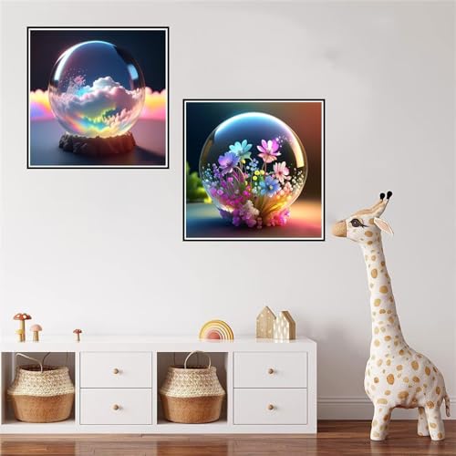 Tableau Diamant de Fleurs et Méduse Idée Cadeau Broderie Grand Format