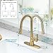 FROPO Brushed Gold Kitchen Faucet, Single Handle Gold Kitchen Sink Faucet with Pull Down Sprayer Modern Stainless Steel Brass Kitchen Faucet with Deck Plate Power Clean Spray Head 1 or 3 Hole