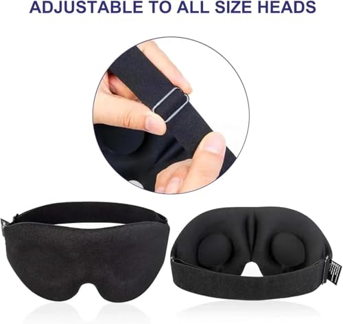 Image of Eye Mask for Sleeping Travel Accessories， Unique Gadgets, 3D Design for Comfort, Black Sleep Mask, 3-Pack Set for Travel and Home Use