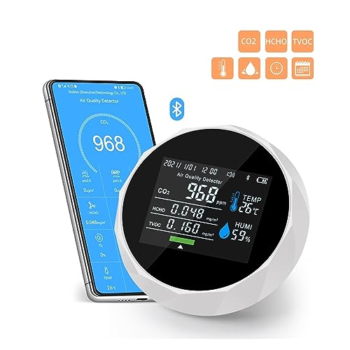 Monitor de aire CO2 multifunción blanco con bluetooth medidor de gas 3