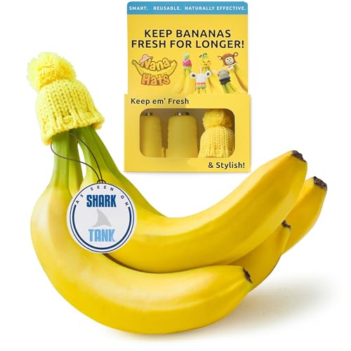 NANA HATS Banana Keeper for Freshness, Banana Cap & Covers, Organic Bananas Storage Solution, Keep Bananas Fresh Longer, Silicone Protector Case for Lunch Box or Kitchen Use, Yellow
