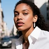 ALEXCRAFT 925 Sterling Silver Dangle Drop Earrings for Women, Hypoallergenic Lightweight Trendy Sterling Silver French Hook Leverback earrings Long Hammer Bar Drop Earing Statement Jewelry - Image 7