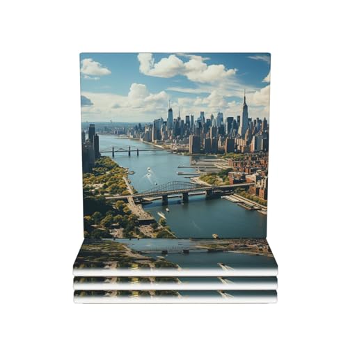 Dessous de verre céramique absorbant Manhattan pour éviter les taches