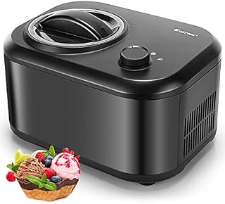 GYMAX Ice Cream Maker, Gelato Sorbet Frozen Yoghurt Makers with Built-in Compressor, Detachable Mixing Paddle, Homemade Ice Cream Machine for Home, Office and Dorm (Black)