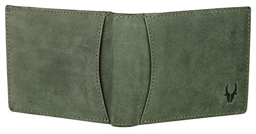 WildHorn RFID Protected Leather Wallets for Men I 9 Card Slots I 2 Currency & 2 Secret Compartments I 1 Zipper & 3 Id Card Windows, Green (Image - 7)