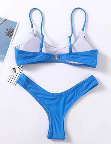 Womens Swimsuits 2 Pcs Brazilian Top Thong Bikini Set High Waisted Bathing Suits for Women - Thumbnail 4