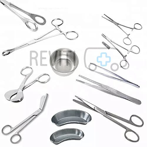 Reviti Basic Delivery Surgical Instrument Set of 9 (Artery Forceps, Needle Holder,Sponge Holding Forcep,Cord Scissor, Epistomy Scissor, Surgical Scissor,Tissue forcep, Kidney Tray 10 inch(2 pc), Bowl (B09LRGG9N7) Amazon Price History, Amazon Price Tracker