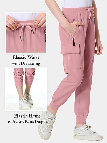 Image of EXARUS Girls Hiking Cargo Pants Joggers Teen Quick Dry Lightweight Slim Fit | Tween Youth Camping Pants Kids Hip Hop Dance Athletic Tapered Lightweight Track Safari Drawstring Woven /Knit 6-14Y