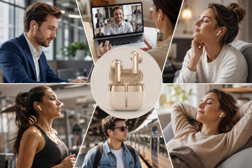 Image of J31 ENC True Wireless Earbuds, Bluetooth 5.3 TWS Earphones with Quad Mic ENC, 40H Playtime, Touch Control, Low Latency, Type-C Fast Charging, Deep Bass, White