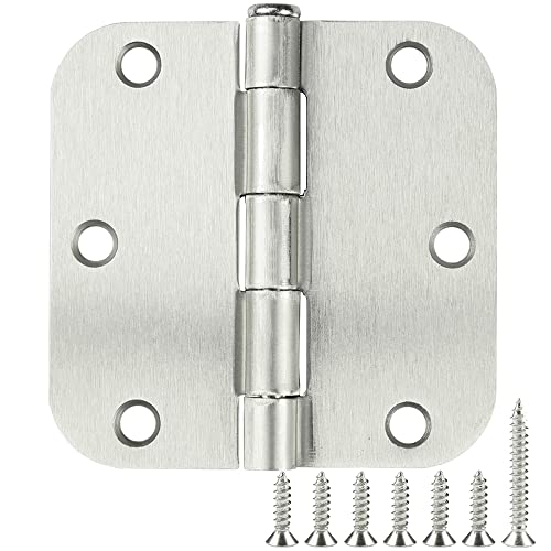 Image of 90 Pack Satin Nickel Door Hinges 3.5 x 3.5 Inch Interior 3 1 /2 Inch Door Hinges for Doors Rounded 5 /8 inch Radius Corners Flat Iron Hinge 3 inchx 3 inch Door Hardware Controls