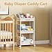 BBLIKE 3-Tier Diaper Caddy Organizer - Rolling Utility Baby Cart with Drawer and Side Pockets for Nursery and Baby Essentials, Multi-Function Cart for Bedroom and Bathroom, White