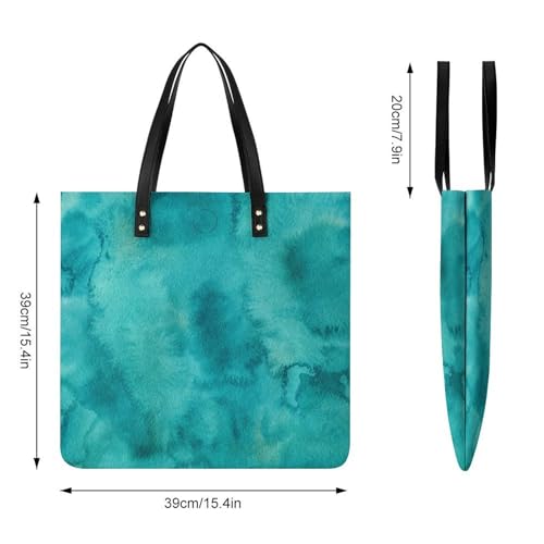 Sac à main shopper aquarelle bleue résistant grand format - 4