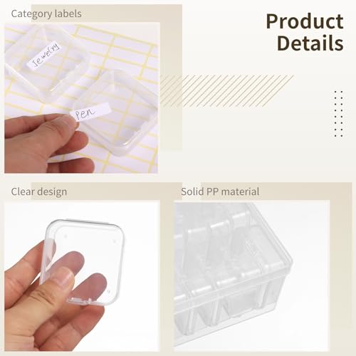 Image of 120Pcs Bead Organizer Box, Small Clear Plastic Bead Storage Containers, 4 Craft Storage Boxes with Hinged Lid, 336 Labels, Mini Box for Jewelry Making Bracelets Beading Nails Screws Seeds Small Parts