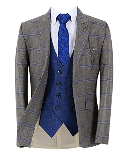 Costume garçon à carreaux coupe slim pour anniversaire, dîner élégant et bal de fin d'année