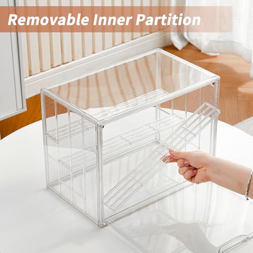 Clear Acrylic Display Case for Figures 4 Layer Figure Display Shelf with 3 Movable Plate Stackable Display Box with Magnetic Door for Collectibles 2 Pack by ZLLZUU - Image 4
