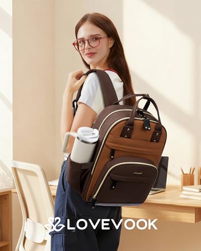 Image of LOVEVOOK Laptop Backpack for Women, Travel Backpacks Work Anti-Theft Bag, Backpack Purse, Conputer bags with USB, Waterproof