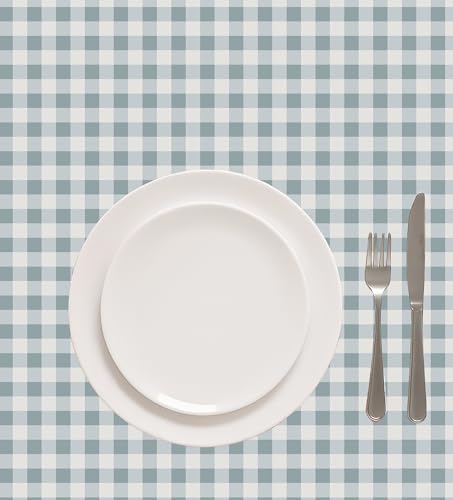 Image of Casableu Gingham Checks Ink Blue Table Cloth for 6 Seater Dining Table | 52x72 Inch Rectangular Table Cover | Dust-Proof, Washable Fabric | Decorative Checkered Dining Table Cover for Home
