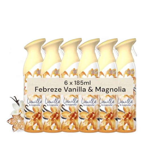Febreze Air Freshener Bathroom and Room Freshener Air Mist, 6 x 185ml VANILLA MAGNOLIA