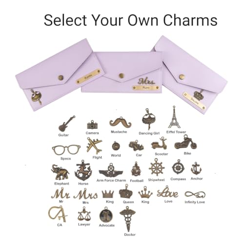 Image of AICA Personalized Name & Charm Leather Womens Wallet (Purple) | Customized Gifts for Women Girls | Gifts for Women | Wallet for Woman | Diwali Gifts | Wallet for Women | Corporate Gifts for Staff
