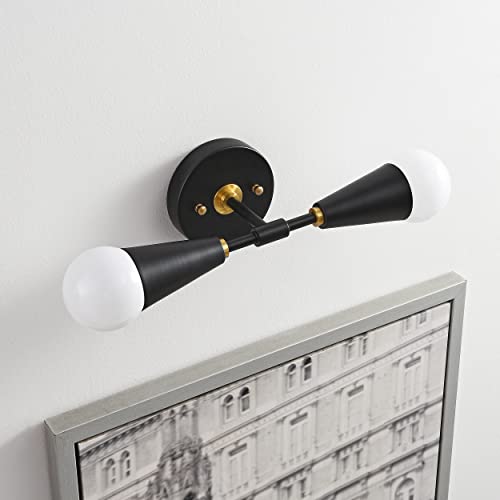Image of BRIGHTTIA Vicky 2 Light Cone Socket Wall Sconce - Mid Century Modern Fixture for Wall & Ceiling - Minimalist Edison Lamp for Hallway and Bathroom Vanity - Black & Gold (BW0027-2BG)