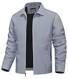 TACVASEN Mens Lightweight Jackets Windbreaker Zip up Jacket Business Casual Stylish for Fall and Spring Light Grey
