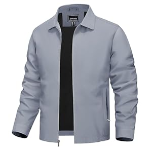 TACVASEN Mens Lightweight Windbreaker Full Zip Up Laydown Collar Jackets Light Casual Coat with Zip Pockets