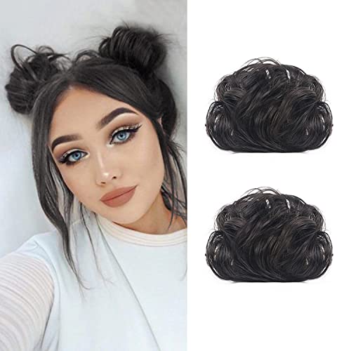 Claw Hair Buns Mini Chignon Hair Piece Updo Bun Extensions Fake Donut Hair Bun Ponytail Extension for Women Girls 2 Packs