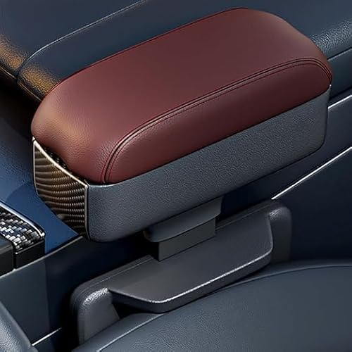 YJJSM Car Centre Console Storage Box for Toyota iQ,ABS Armrest Organiser Tray Armrest Hidden Cubby Drawer Glove Box Storage Tray Car Interior Accessories,Red - with cup holder
