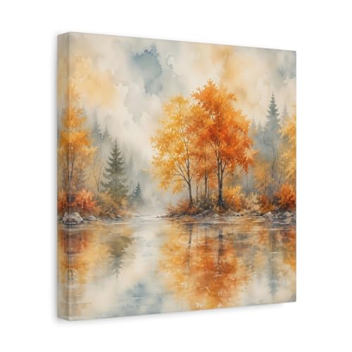 Cadre nature automne orange et or pour habiller un mur vide de salon